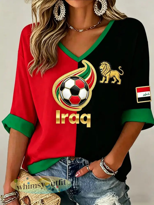 Dames-Irak voetbalwedstrijd cheer kunstdruk fan-t-shirt - A / S