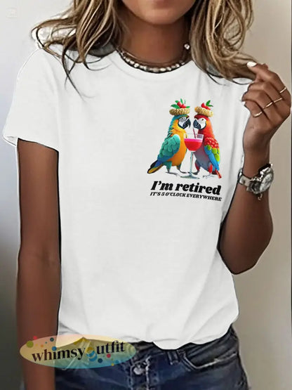 Dames It’s 5 uur overal Print Casual opstrijken T-shirt met korte mouwen