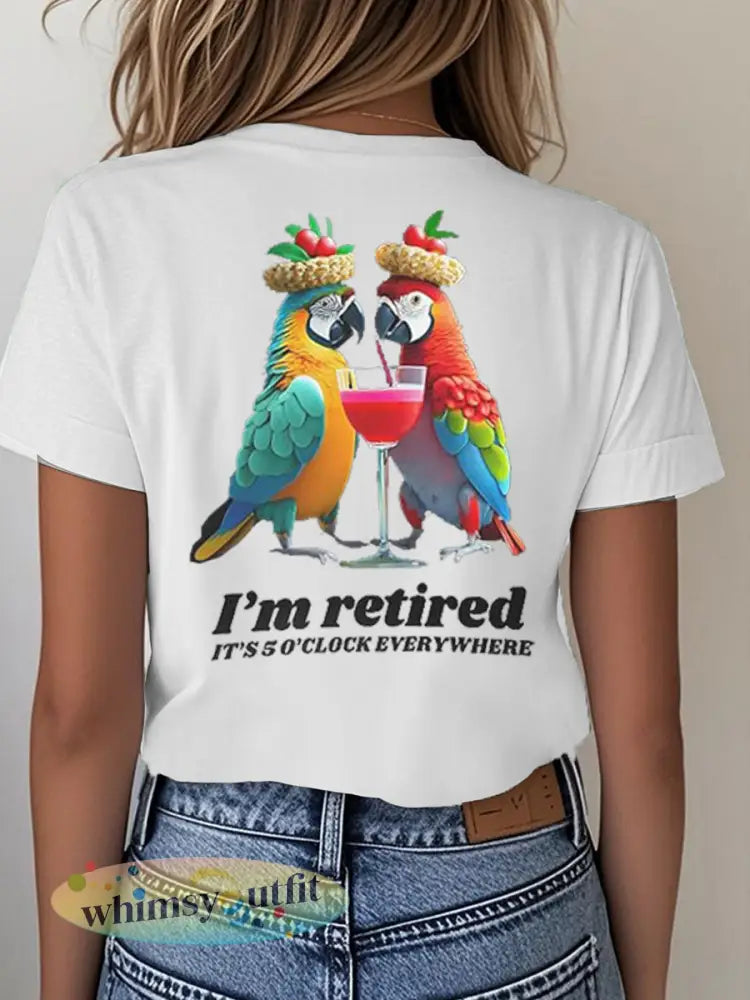 Dames It’s 5 uur overal Print Casual opstrijken T-shirt met korte mouwen