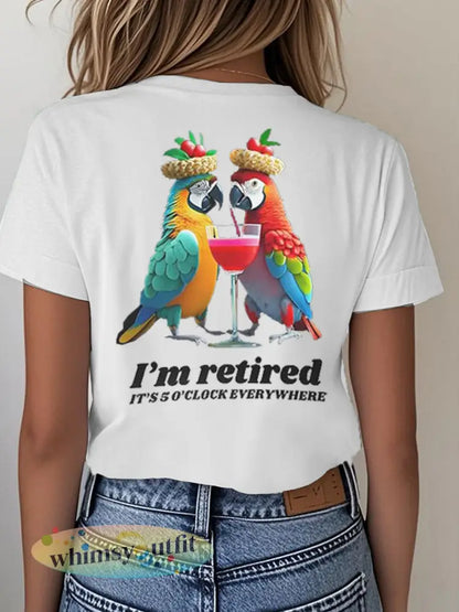 Dames It’s 5 uur overal Print Casual opstrijken T-shirt met korte mouwen