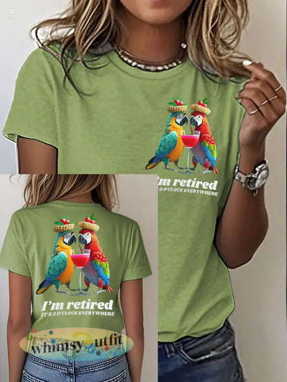 Dames It’s 5 uur overal Print Casual opstrijken T-shirt met korte mouwen - Groen / S