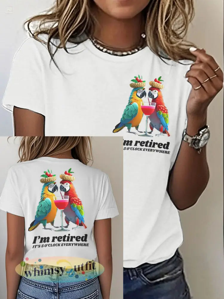 Dames It’s 5 uur overal Print Casual opstrijken T-shirt met korte mouwen - Wit / S