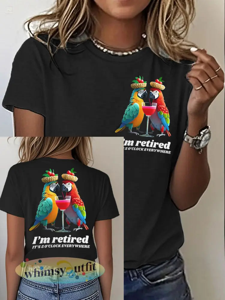 Dames It’s 5 uur overal Print Casual opstrijken T-shirt met korte mouwen - Zwart / S