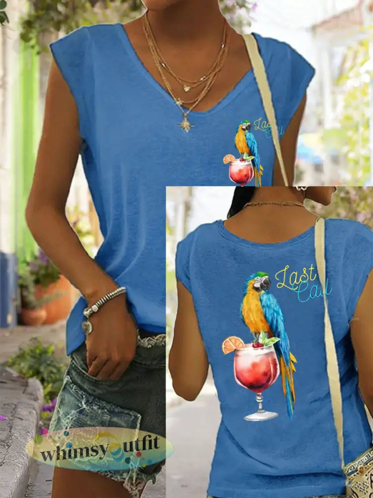 Dames Jimmy Buffet stijl Het is 5 uur overal gekleurd katoen T-shirt - Blauw / S