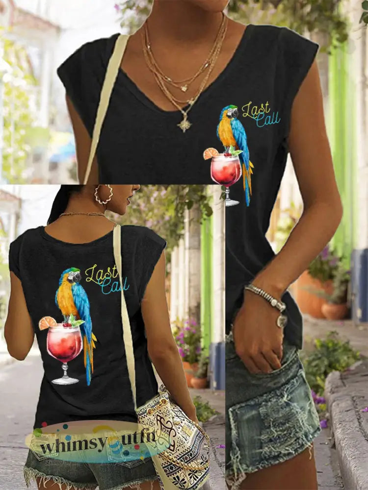 Dames Jimmy Buffet stijl Het is 5 uur overal gekleurd katoen T-shirt - Zwart / S