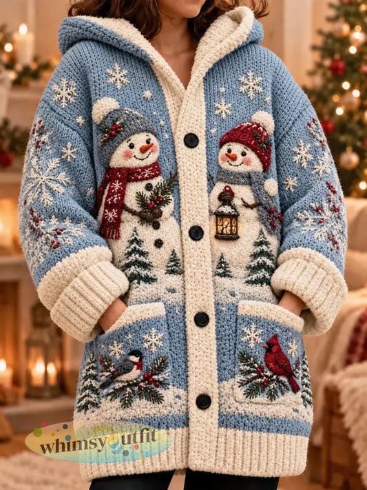 Dames kerst composiet fleece lange jas - Blauw / S