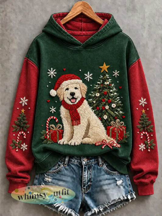 Dames Kerst Funny Dog Art Regular Hoodie - als foto / S
