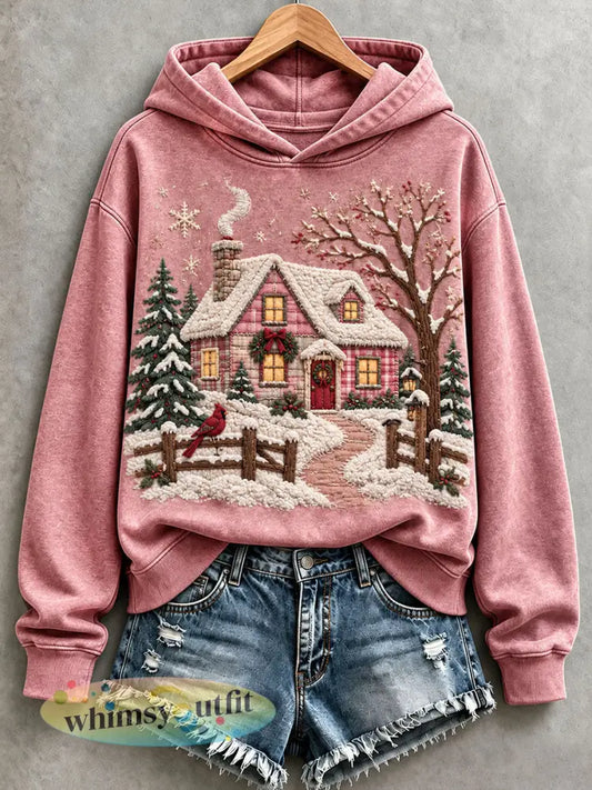 Dames kerst geïnspireerde hoodie - Roze / S