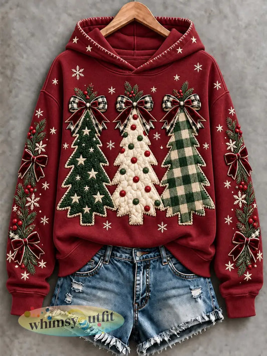 Dames kerstboom kunst hoodie - als foto / S