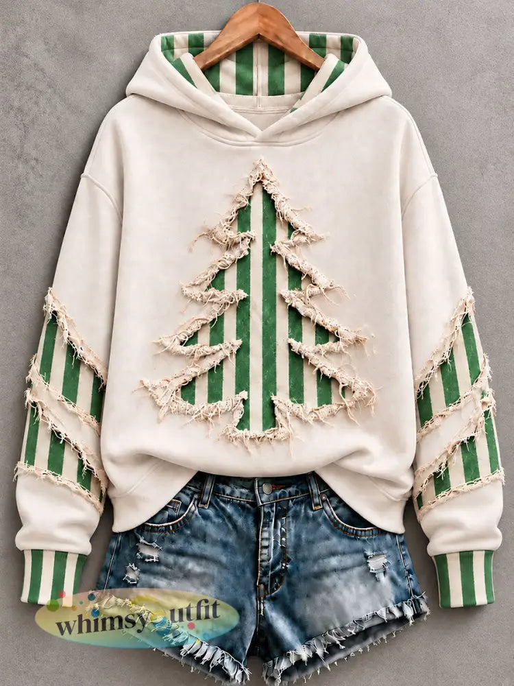 Dames Kerstboom Regelmatige Hoodie - groen / S