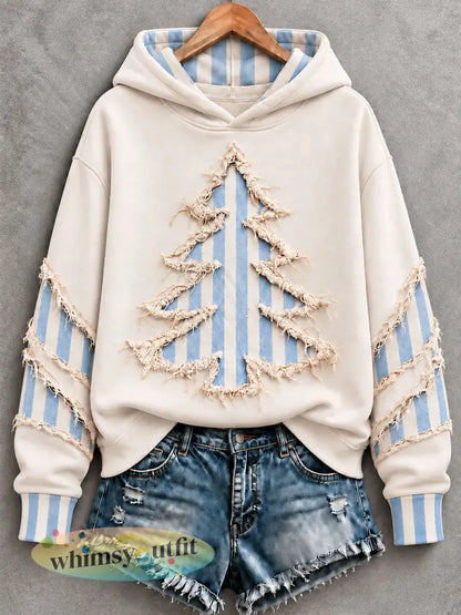 Dames Kerstboom Regelmatige Hoodie - lichtblauw / S