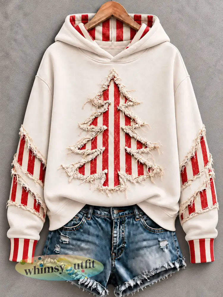 Dames Kerstboom Regelmatige Hoodie - rood / S