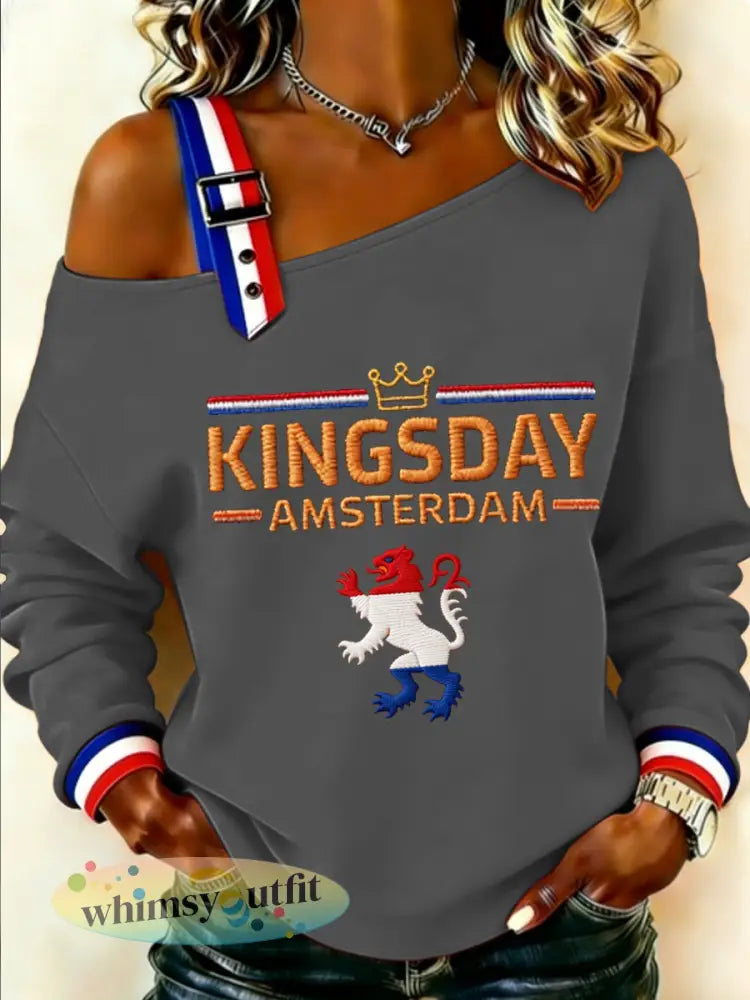 Dames Konings Dag Sweatshirt - Donkergrijs / S
