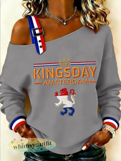 Dames Konings Dag Sweatshirt - Lichtgrijs / S
