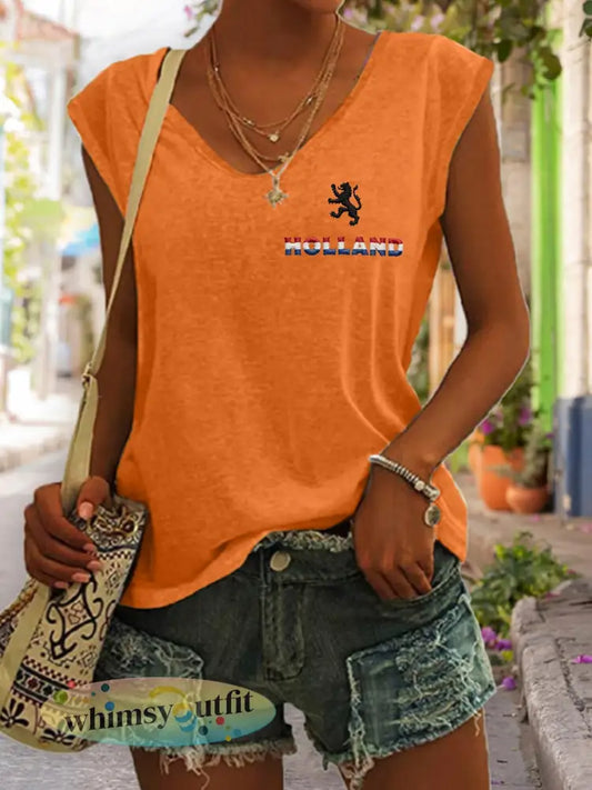 Dames Koningsdag katoenen T-shirt - Oranje / S