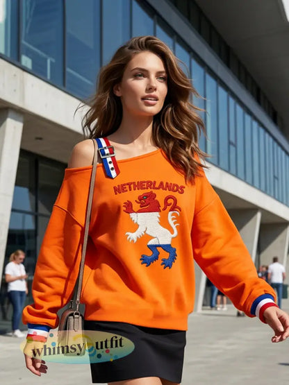 Dames Koningsdag Nederlandse Republiek Leeuw Nederlandse Vlag Sweatshirt