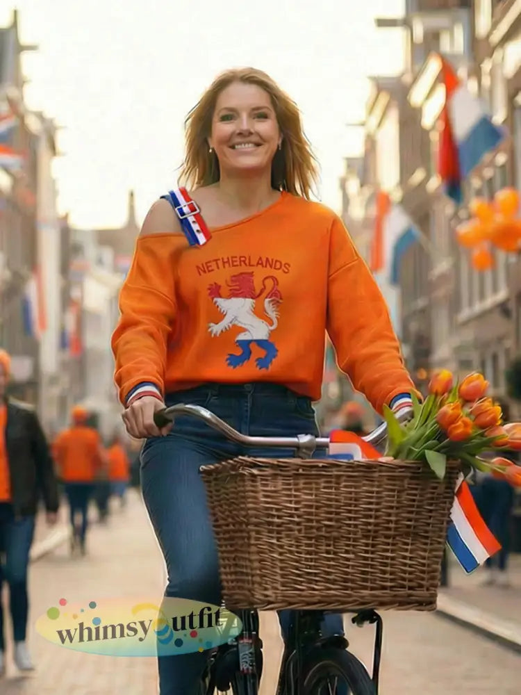 Dames Koningsdag Nederlandse Republiek Leeuw Nederlandse Vlag Sweatshirt