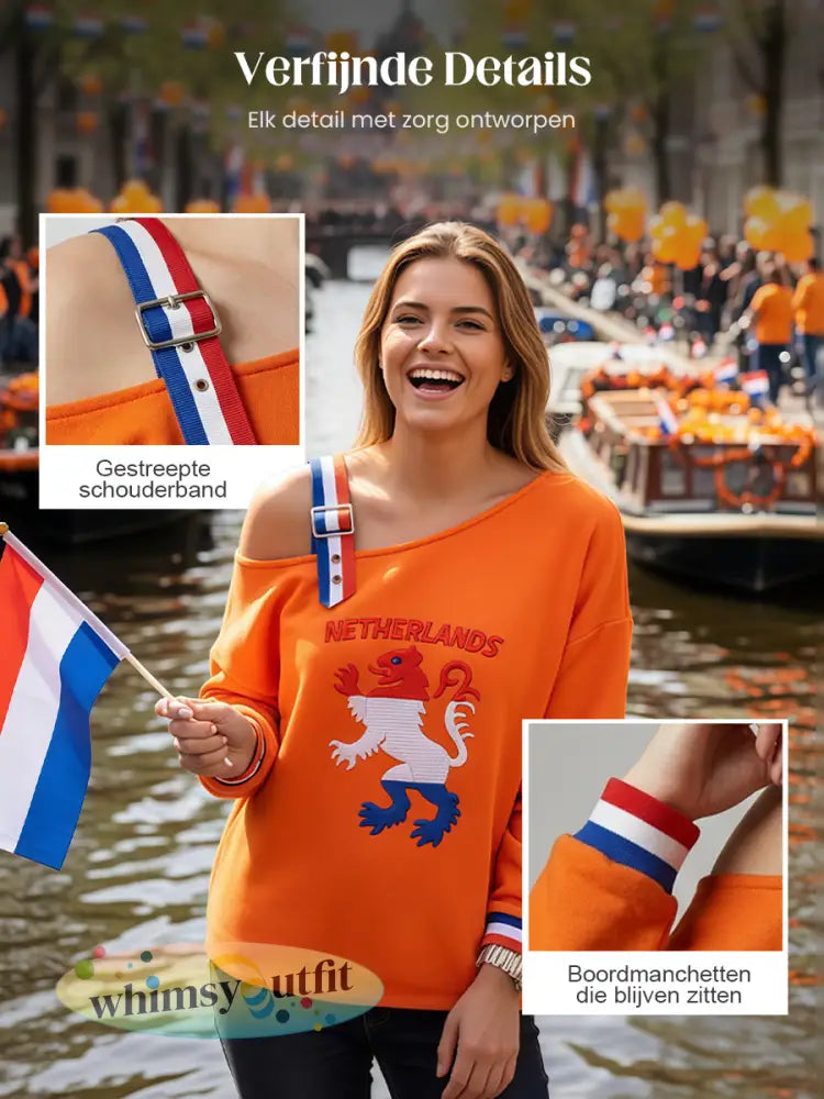 Dames Koningsdag Nederlandse Republiek Leeuw Nederlandse Vlag Sweatshirt