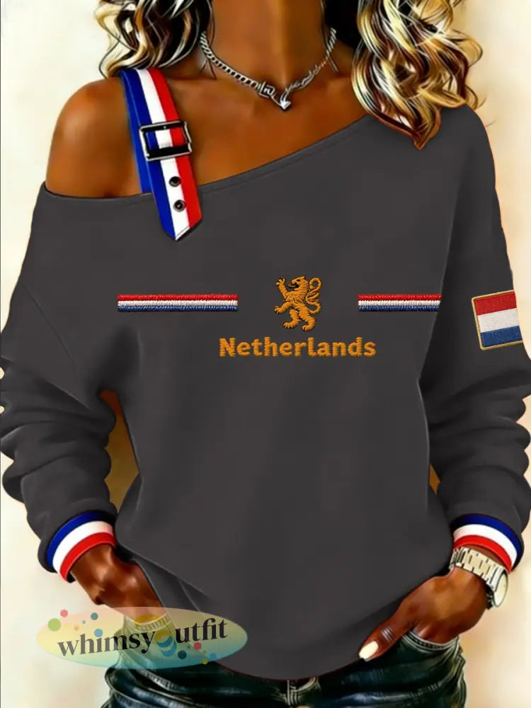 Dames Koningsdag-sweatshirt - Donkergrijs / S
