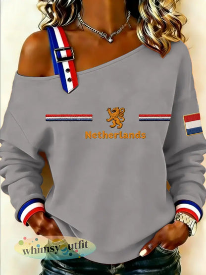 Dames Koningsdag-sweatshirt - Lichtgrijs / S