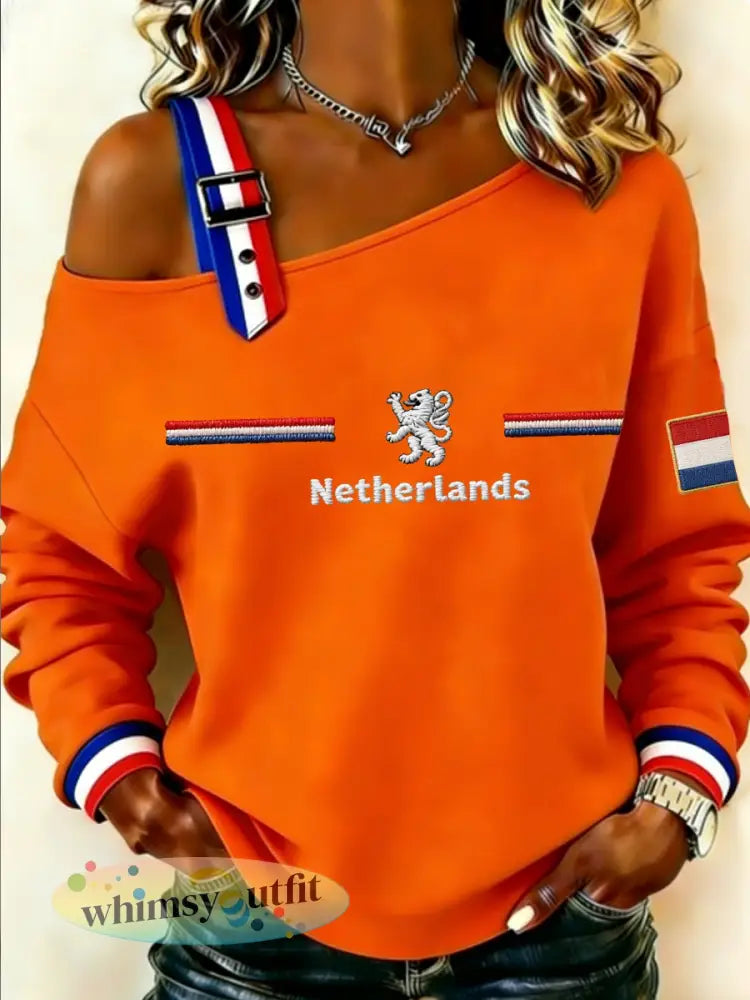 Dames Koningsdag-sweatshirt - Oranje / S