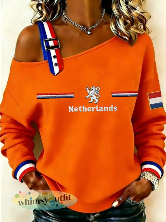 Dames Koningsdag-sweatshirt - Oranje / S