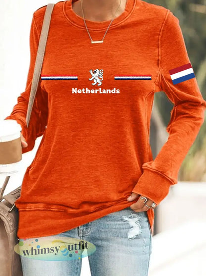 Dames Koningsdag-sweatshirt - Oranje / S