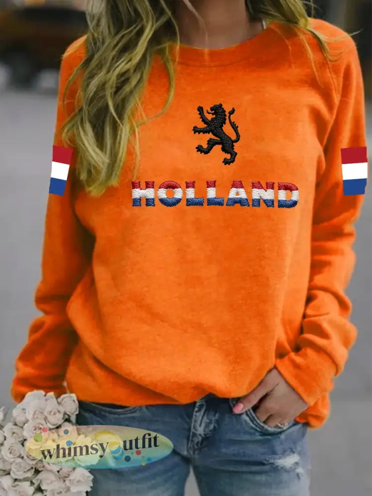 Dames Koningsdag-sweatshirt - Oranje / S