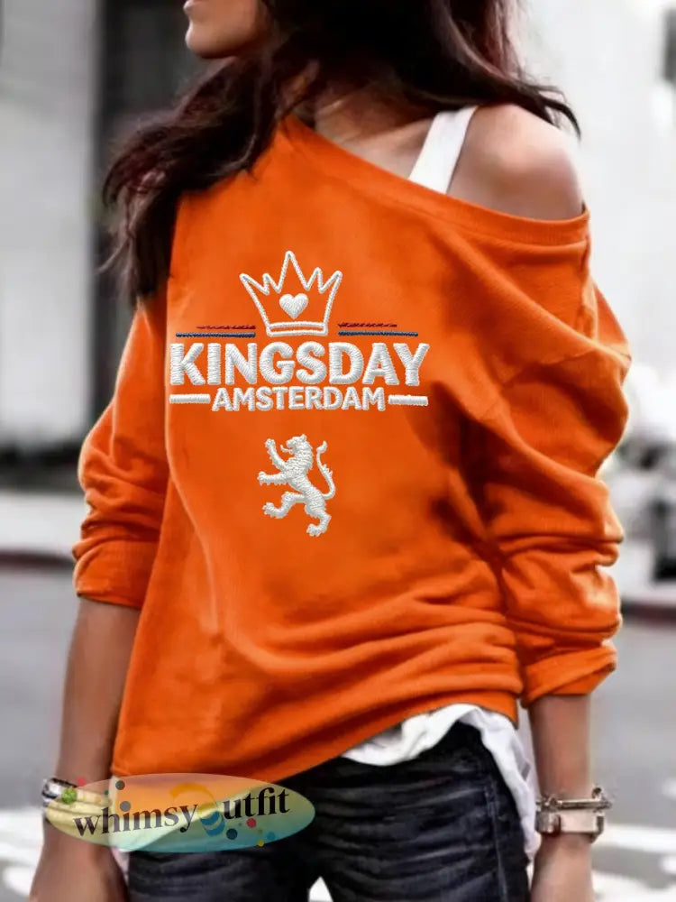 Dames Koningsdag-sweatshirt - Sinaasappel / S