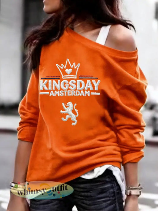 Dames Koningsdag-sweatshirt - Sinaasappel / S