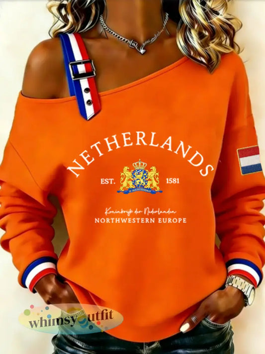 Dames Koningsdag-sweatshirt - Sinaasappel / S