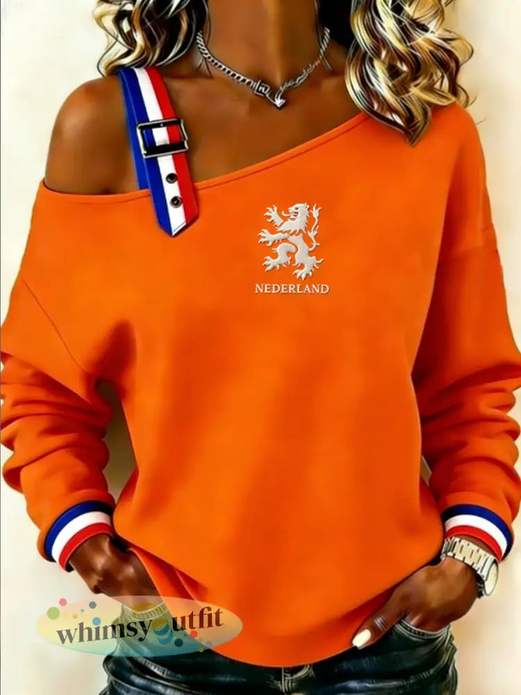 Dames Koningsdag-sweatshirt - Sinaasappel / S