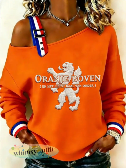 Dames Koningsdag-sweatshirt - Sinaasappel / S