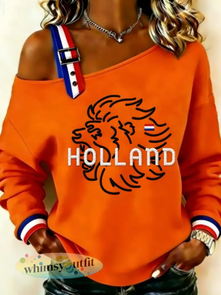 Dames Koningsdag-sweatshirt - Sinaasappel / S