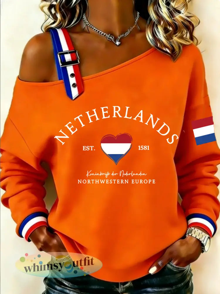 Dames Koningsdag-sweatshirt - Sinaasappel / S