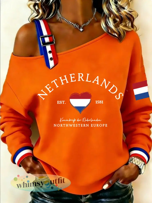 Dames Koningsdag-sweatshirt - Sinaasappel / S