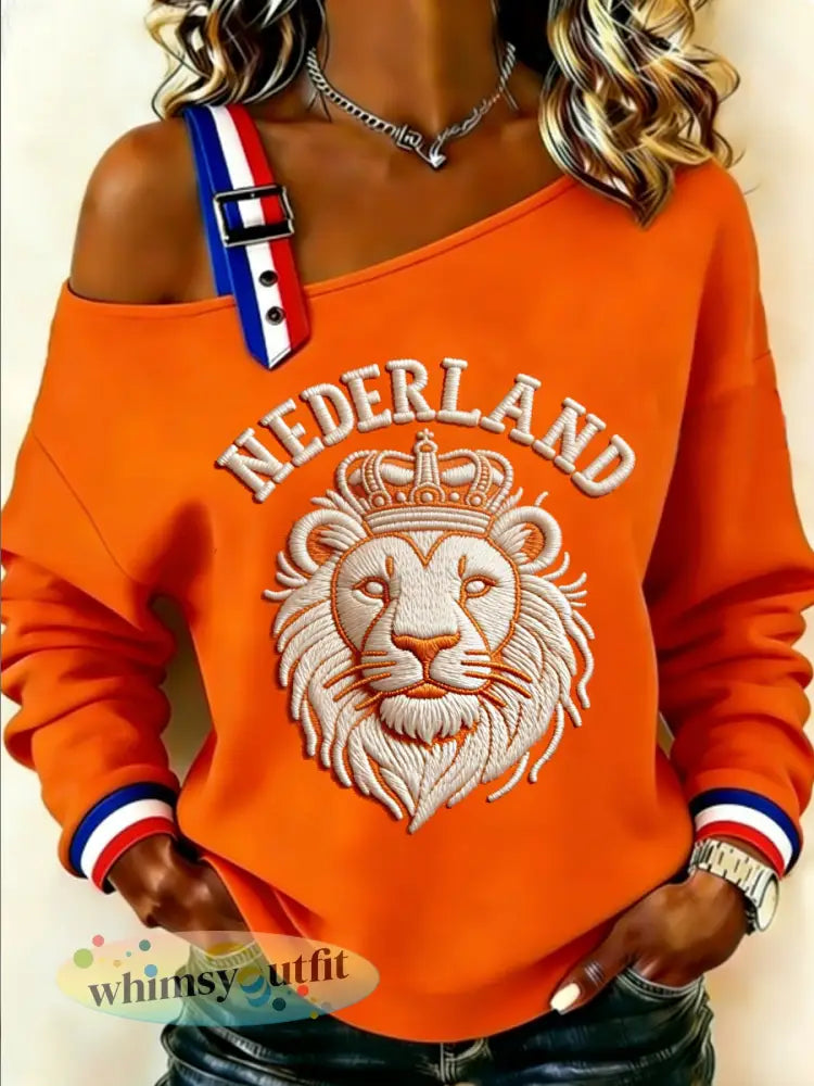 Dames Koningsdag-sweatshirt - Sinaasappel / S