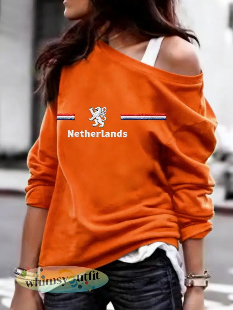 Dames Koningsdag-sweatshirt - Sinaasappel / S