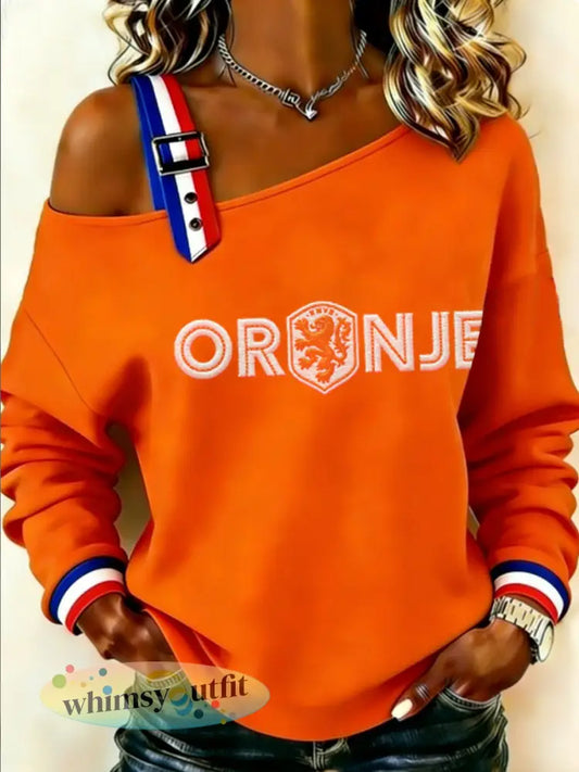 Dames Koningsdag-sweatshirt - Sinaasappel / S
