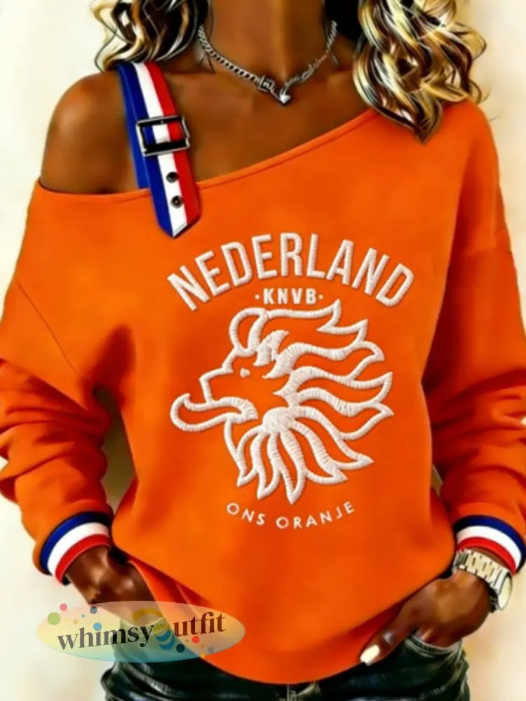 Dames Koningsdag-sweatshirt - Sinaasappel / S