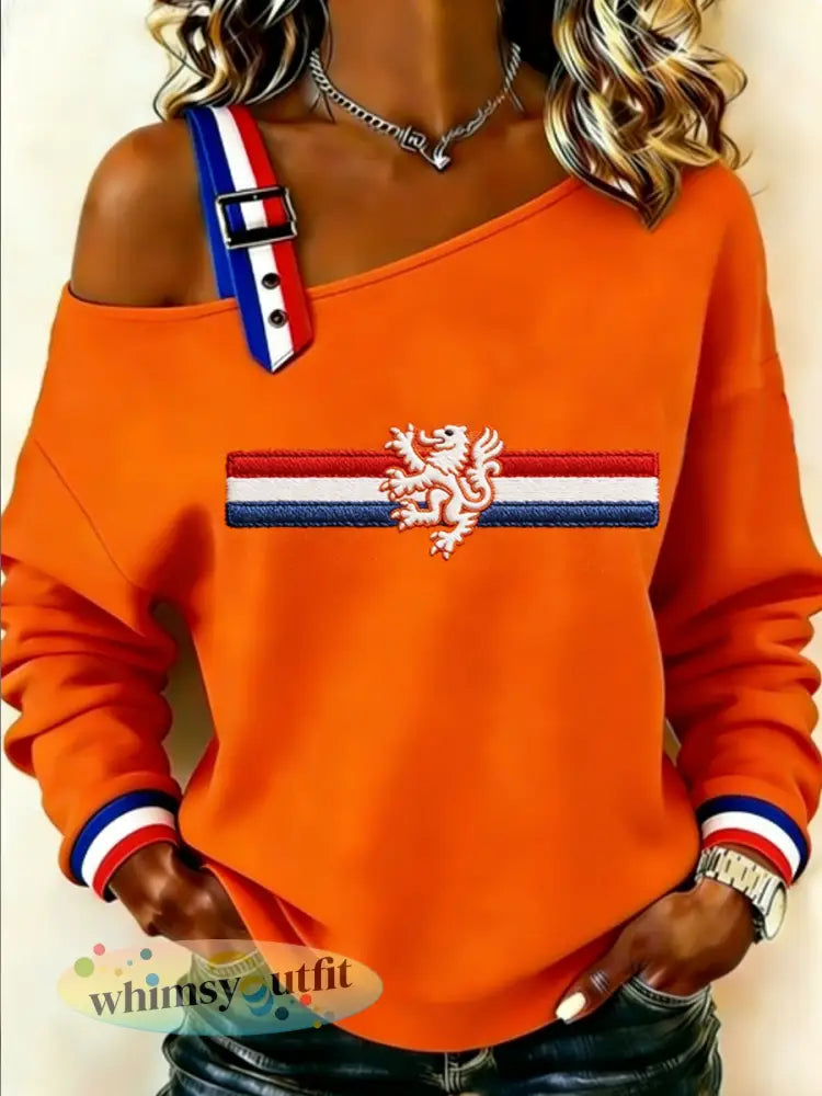 Dames Koningsdag-sweatshirt - Sinaasappel / S