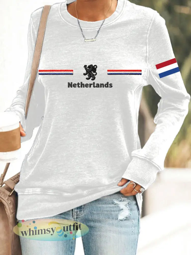 Dames Koningsdag-sweatshirt - Wit / S