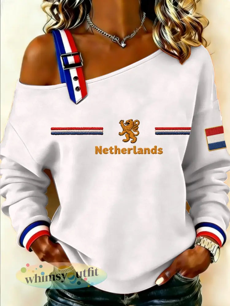 Dames Koningsdag-sweatshirt - Wit / S
