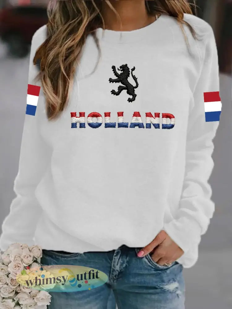 Dames Koningsdag-sweatshirt - Wit / S