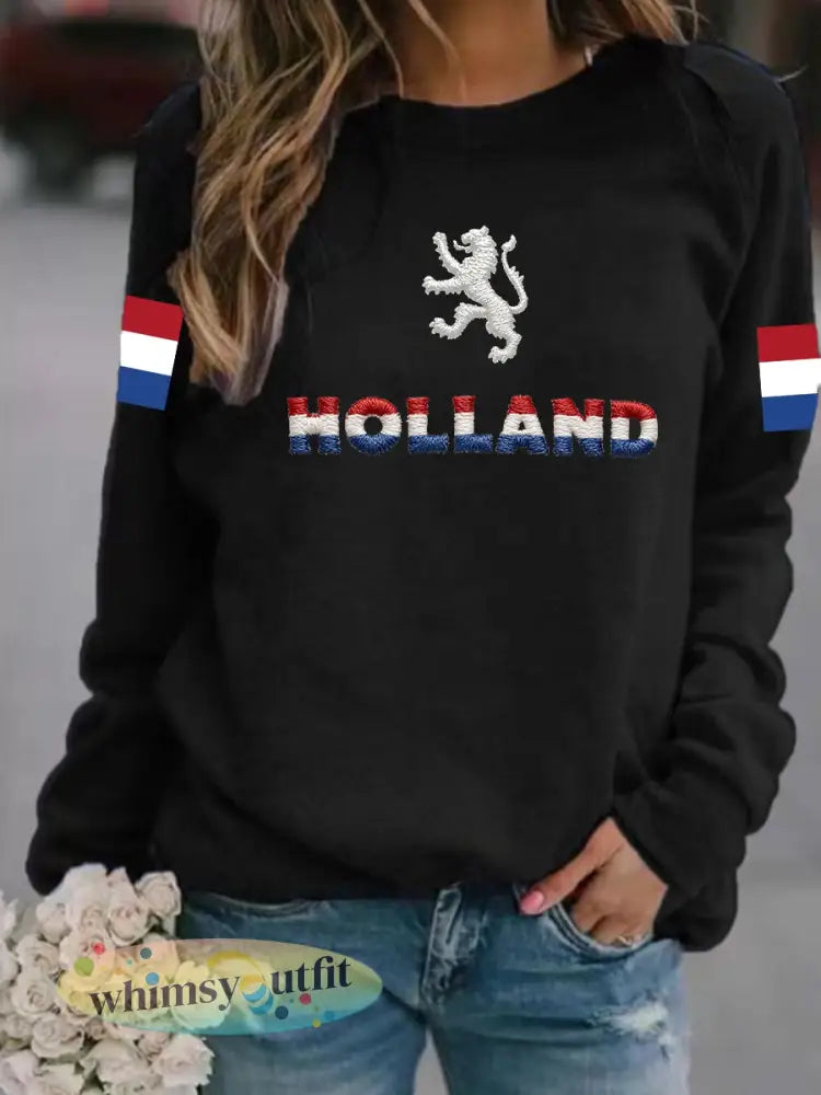 Dames Koningsdag-sweatshirt - Zwart / S