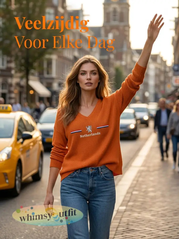 Dames KoningsdagV-hals ribtop