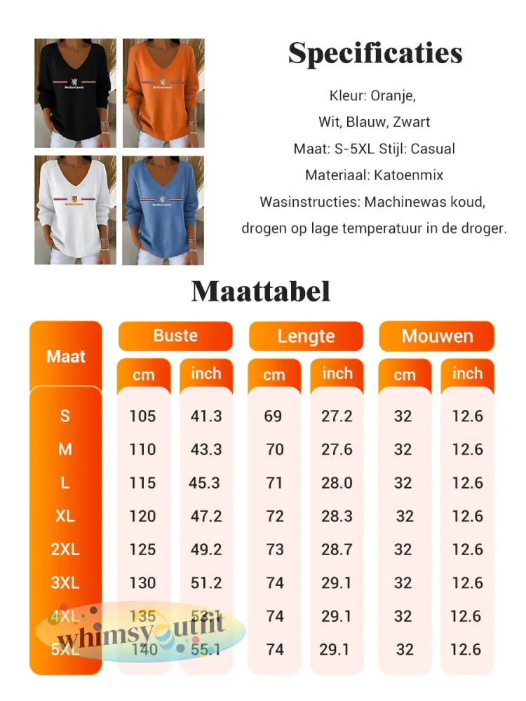 Dames KoningsdagV-hals ribtop