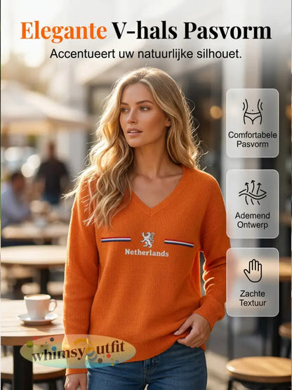 Dames KoningsdagV-hals ribtop