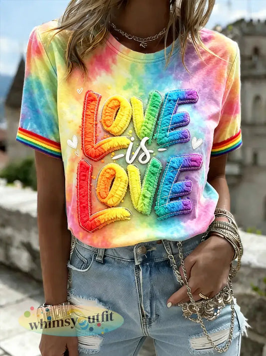 Dames LGBT 3D-geprint t-shirt in kleurrijk casual stijl - Veelkleurig / S