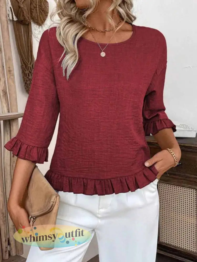 Dames mode gedrukt casual top - Rood / S